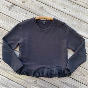 J. Crew  Pleated Ruffle Hem Peplum Long Sleeve Top
